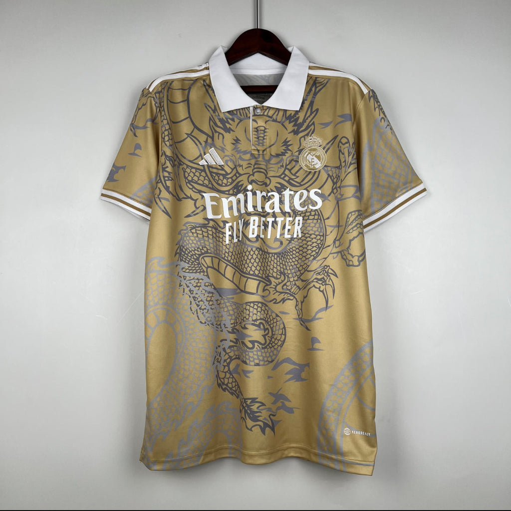 Maillot Real Madrid dragon polo doré