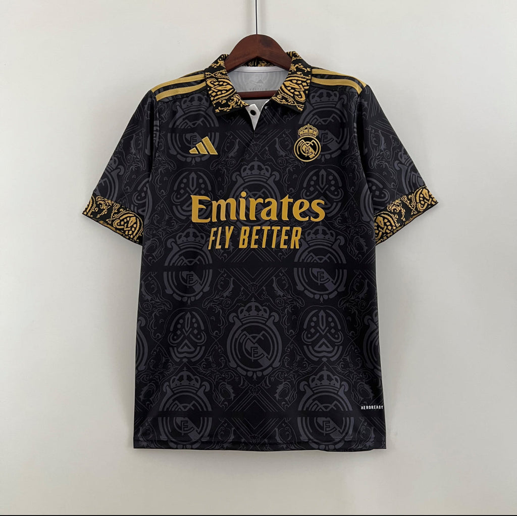 Maillot Real Madrid polo noir et or